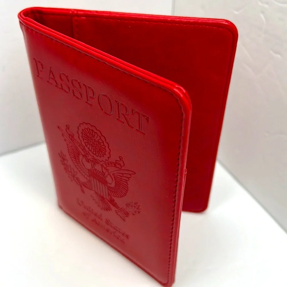 LEATHER PASSPORT COVER/WALLET, RED COLOR